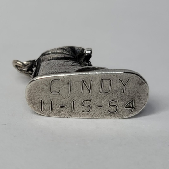 Baby Boot Shoe Engraved Sterling Silver Charm - Picture 2 of 5